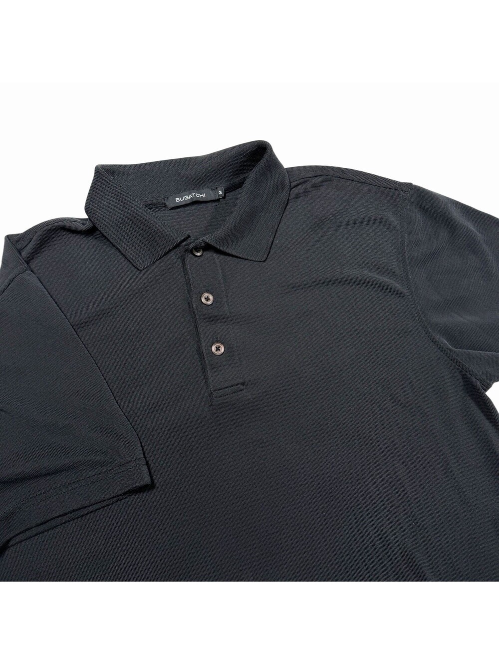 Bugatchi Men's Black Textured Short Sleeve Polo Shirt Size M